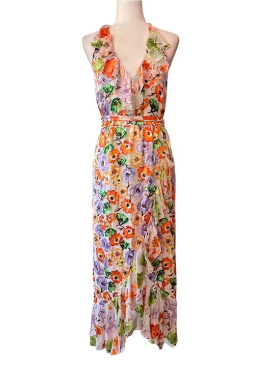 Alice + Olivia Dresses & Skirts - Alice + Olivia Evelia Floral Tie Waist Silk Blend Floral Dress SZ 8 Wedding